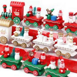 happy new year christmas Australia - Christmas Wooden Train Merry Christmas Decor For Home Table Decor 2021 Christmas Ornaments Cristmas Noel Happy New Year 2022 T220804