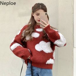 Neploe Woman Sweaters Winter Clothes Knitted Pullovers Women Loose Casual Thicked Cloud Jumper Red Sueter Coat 4H057 210422