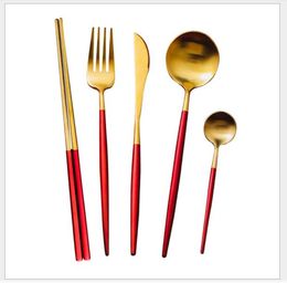 5PCS /SET (Flatware Sets) Nordic stainless steel knife fork spoon creative web celebrity western food Portugal