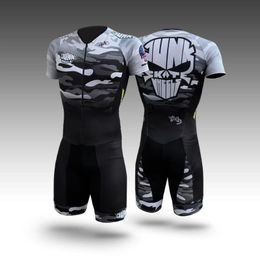 Racing Sets JUNK WHEELS Pro Team Speedsuit Bodysuit One Piece Short Sleeve Suit Triathlon Men Speed Skinsuit Kit Fast Skating Clothing Lycra