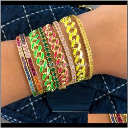 Link, Bracelets Jewelrygold Colour 8Mm Width Neon Colourful Enamel Link Fashion European Women Cuban Chain Bracelet Drop Delivery 2021 Ikrvg