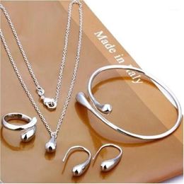 Earrings & Necklace 2021FashionExquisite Eardrop Shape Pendant Water Drop Jewellery Set Hand Chain Bracelet Necklaces Ring For Women