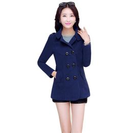 Woolen Coat Women Khaki Red Green 8 Colors 2021 Spring Autumn Korean Short Slim Lapel Chic Blends Tops Jackets Feminina N854 Women's Wool