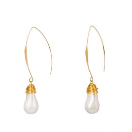 Dangle & Chandelier Long Shaped Baroque Pearl Earrings Women's Handmade Earrings Fashion Jewelry