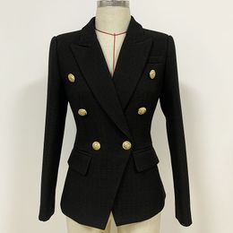 Fashion Classic Style Top Quality Original Design Women's Blazer Double-Breasted Slim Jacket Cotton and Linen Metal Buckles Coat 13 Colours S-XXXXL