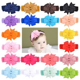 Newest Cute 20 Colours 5.3 Inch INS Baby Girls Patchwork Bow Headband Bowknot Hairbands Headwear Kids Headdress Newborn Turban Head Wraps