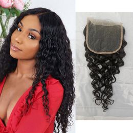 Brazilian Virgin Human Hair 5*5 Lace Closure Baby Hair Water Wave 16-24inch Longer Inch Natural Colour