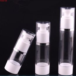 15ml 30ml 50ml Travel Plastic Transparent Mini Vacuum Pump Vessel Silver Line Empty Refillable Bottles Portable Airless Bottlegoods