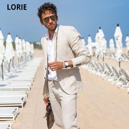 beige prom suits for men Australia - Men's Suits & Blazers LORIE Summer Beach Light Beige Men Wedding Suit Custom Groom Tuxedo Prom Party Business 2021