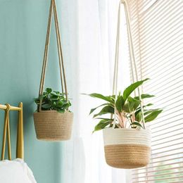 Handmade Macrame Plant Hanger Flower Pot For Wall Decor Courtyard Garden Hanging Planter Basket Wall Decorations 210615