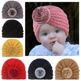 16*12.5 CM Handmade Knitted Elastic Woolled Caps Solid Colour Velvet Donut Baby Girls Hats Fashion Kids Bonnet Clothing Ornaments