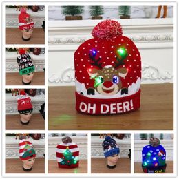 Adult Children knitted Christmas hats Wig Caps Colourful luminous High-end Christ mas hat for the elderly decorations 11 Colours free ship
