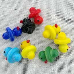 Solid Colours Yellow Duck UFO Glass Carb Caps Tobacco Smoking Accessories Multi Colour Dab Tools For Quartz Banger Nails