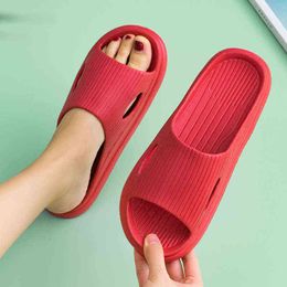 2021 Summer Thick Platform Bathroom Home Slippers Women Fashion Soft Sole EVA Indoor Slides Woman Sandals Non-slip Flip Flops Y220221