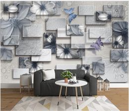 Custom photo wallpapers 3d murals wallpaper Modern simple abstract flower square scenery wall papers home decor painting