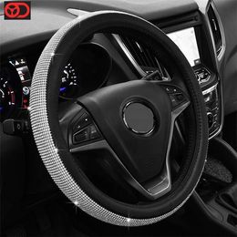 Steering Wheel Covers Car Accessories 2021 Diamond Leather Bling Crystal Rhinestone Universal Cover For Ladies