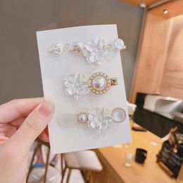 Exquisite Girls Hairpins Retro Temperament Pearl Shell Flower Women Hairclips Side Hair Clips Headwear Hair Accessories