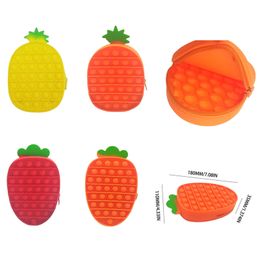 Silicone Pineapple Pencil Case Bubble Fidget Toys Sensory Anti-stress Simpl Dimmer Game Stationery Storage Bag For Kids