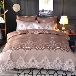 Lace Pattern Bedding Set 3pcs/2pcs Duvet Cover Pillowcase Pillow Sham Home Textile Adult King Queen Size No Sheet Fillers 210615