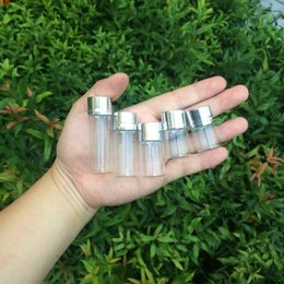 5ml 6ml 7ml 10ml 14ml Glass Crafts Bottles Screw Cap Silver Aluminium Lid Empty Jars Vials 100pcs good qty