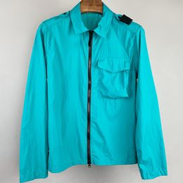 Summer solid light men's jacket Sunscreen zipper Lapel coat Loose casual outdoor couple frock Epaulette style shirt