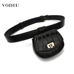 Female Pack Women Waist Bag Leather Belt Detachable Pouch Decoration Designer Simple Thin Belt Pattern Waist Bags 210708