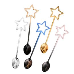 2021 Spoons Stainless Steel Five-pointed Star Pentagram Coffee Stirring Spoon Teaspoon Tea Dessert Scoop Tableware Flatware