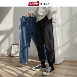 LAPPSTER Men Spring Black Korean Colors Jeans Mens Streetwear Blue Denim Pants Male Fashions Skinny Clothes Plus Size 211206