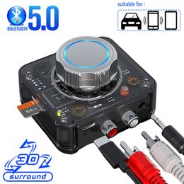 -Bluetooth 5.0 Receptor de áudio 3D Stereo Music Adaptador Sem Fio TF Card RCA 3.5MM 3.5 AUX Jack para Kit de Carro Fone de ouvido com fio