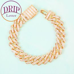 Link, Chain 11mm Baguette Bracelet For Men Hip Hop Cuban Jewelry