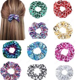 Shiny Mermaid Laser Hair Scrunchy Elastic Hair Tie Rope Bobble Band Women Girls Hairbands Scrunchies Ponytail Holder Hair Accesseries