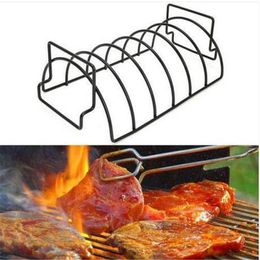 Sales!!! Non-Stick Metal Wire BBQ Grill Stand Steak Holder Roasting Rib Rack Kitchen Tool Barbecue grill supplies barbecue tool RRF11502