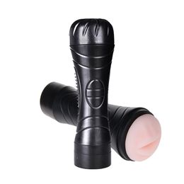 Male Vibrating Masturbation Cup Artificial Silicone Realistic Vagina Pussy mouth Sucking Tighten Sex Toys For Men 201202
