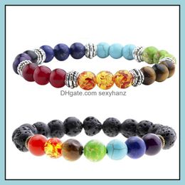 Pendant Necklaces & Pendants Alloy Jewelry Volcanic Beads Seven Chakras Hand String Stone Yoga Bracelet Products Drop Delivery 2021 Easmp