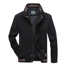 Mens Jackets Autumn Spring Casual Business Jackets Solid Colour Mens Cotton Coats Stand Collar Slim Male Outwear Coat 5Xl 210927