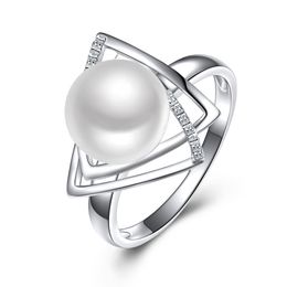 Sinya 925 sterling silver Ring with 9-10mm natural freshwater pearl Fine Jewelry wedding brand Engagement ring for women lover