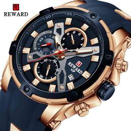 New REWARD Mens Watches Blue Waterproof Top Brand Luxury Chronograph Sport Watch Quartz Men Wristwatch Relogio Masculino 210329