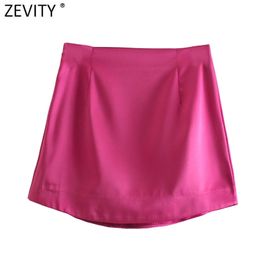 Zevity Women High Street Solid Colour Side Zipper Sexy Mini Skirt Faldas Mujer Ladies Light Soft Casual Slim Chic Vestidos QUN765 210629