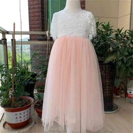 Kids Lace Princess Dress for Girls Flowers Embroidery Backless Tulle Children Wedding 1-10yrs 210529