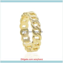 Jewelrysterling Sier Hiphop Luxury Fashion Ring Size 5 6 7 8 9 Wholesale Gold Color Miami Cuban Link Chain Women Boy Jewelry Cluster Rings D