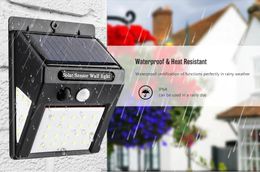 black pir sensor UK - 3 Sides Surface Emission Solar Power Body Sensor PIR Wall Light Outdoor IP64 Waterproof Lamp - Black