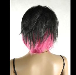 Women Natural Short Straight HairWig BOB Style Full Wig mixed colour