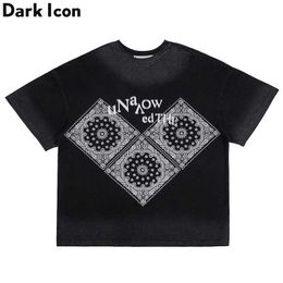 Geometric Bandana T-shirt Men Summer Short Sleeve Streetwear Men's Tshirts Tee Shirt for Man Male Top 210603