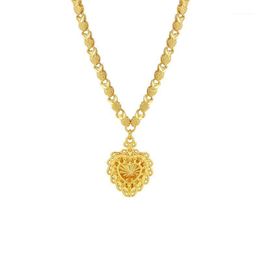 Pendant Necklaces Simple Vintage Heart Plated 24K Gold Stainless Steel Jewellery Female