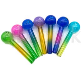 QBsomk Newest Rainbow Pyrex mini 10cm Glass Oil Burner Pipe Colorful high quality Great cheap glass Tube tubes Nail tips smoking pipe