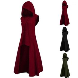Women's Jackets Vintage Asymmetrical Coat Cosplay Hooded Solid Knitted Women Sleeveless Fashion
