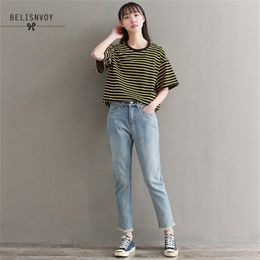 Fashion Plus Size Women Straight Jeans Pants Big Yards Loose Bf Wind Boyfriend Female Woman 3xl 210520