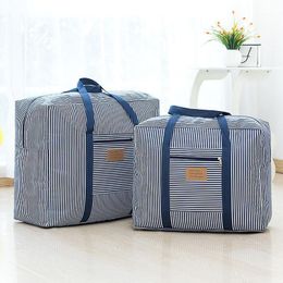 Storage Bags Multifunctional Trolley Large Capacity Portable Travel Bag Folding Polyester Stripe Quilts Sundries