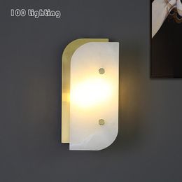 Natural Marble LED Wall Lamp Parlor Bedroom Aisle Sconce Gold G9 Surface Mount Luminaire Loft Atmosphere Lighting Fixtures