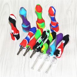 10mm Silicone Nectr Mini Hookahs Water Pipes with Titanium Tips Quartz Nails Concentrate Dab Straw Bong Rig